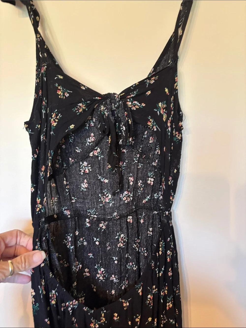 Promesa Black Floral Tie-Shoulder Wide-Leg Jumpsuit - Picture 6 of 7